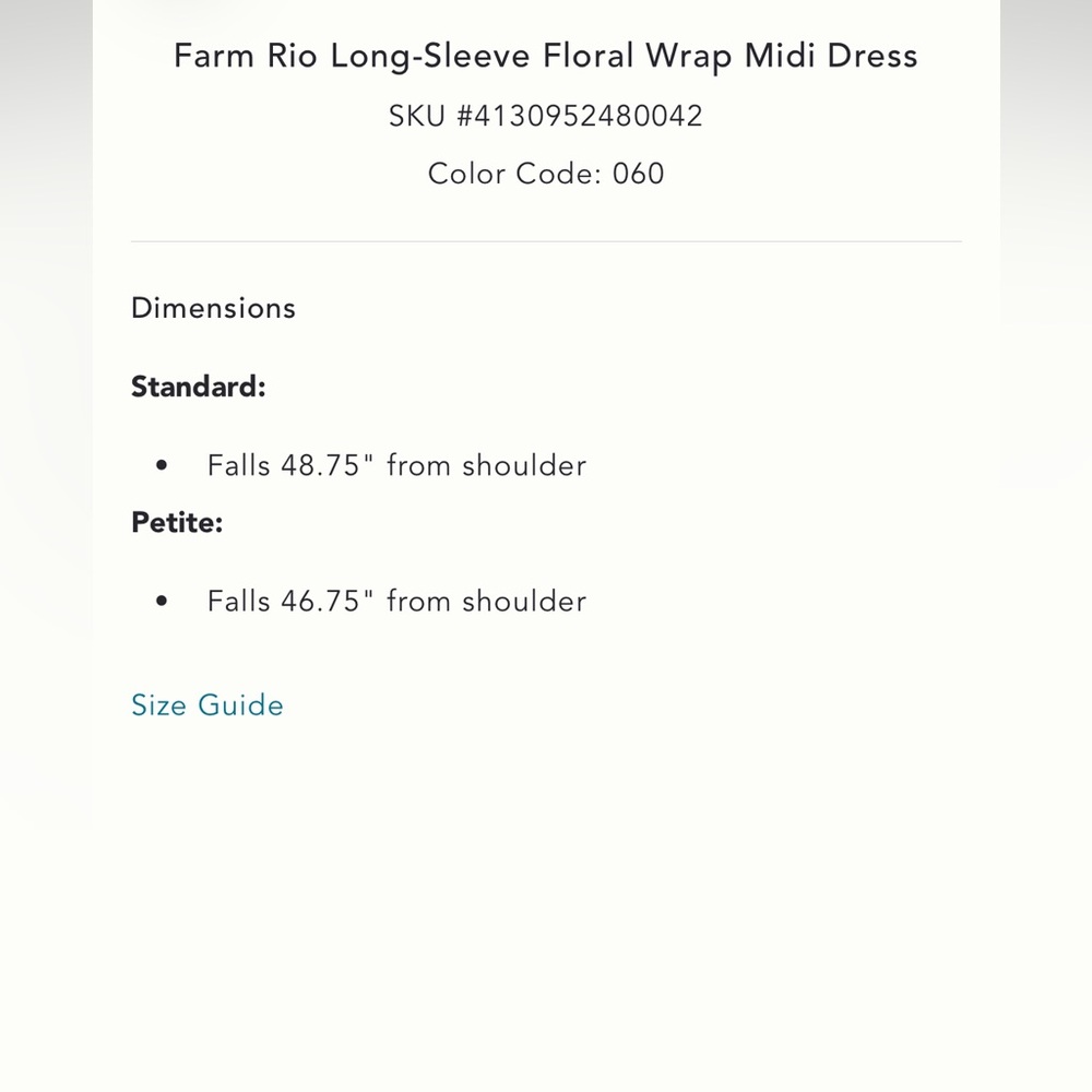 FARM RIO LONG-SLEEVE
FLORAL WRAP MIDI DRESS - Size L - Picture 6 of 6